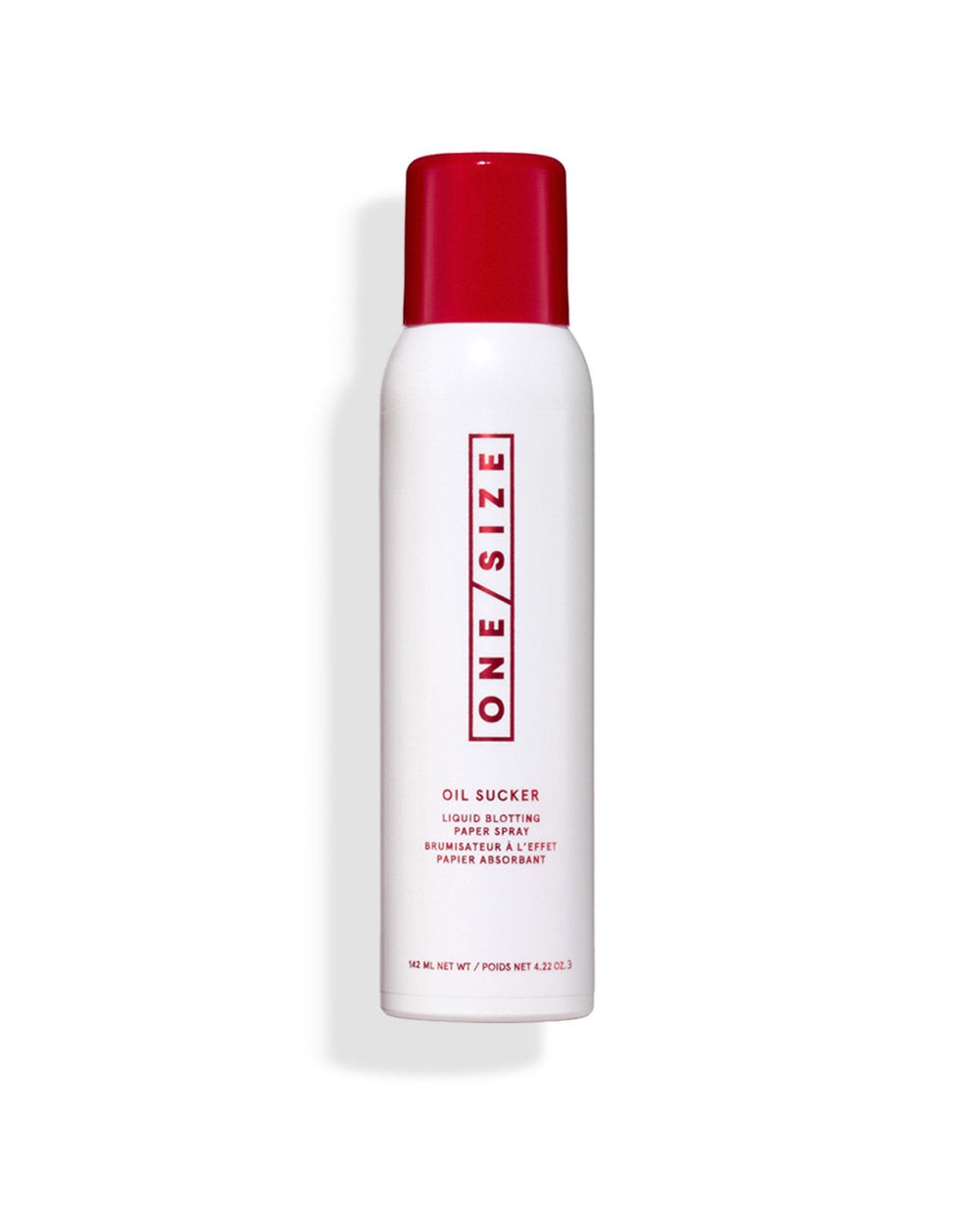ONE/SIZE by Patrick Starrr Oil Sucker Liquid Blotting Paper Touch Up Spray white aerosol can with red cap