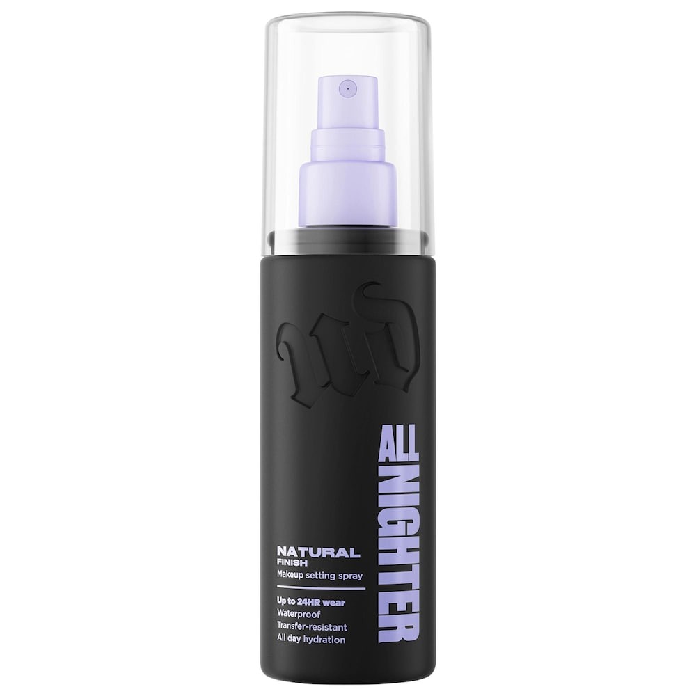Urban Decay All Nighter Waterproof Natural Finish Setting Spray black bottle with clear cap